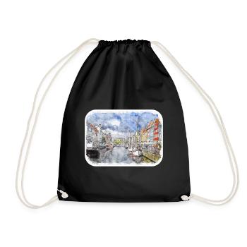 Copenhague Danemark Aquarelle Sketch Illustration - Sac de sport léger - noir - Devant