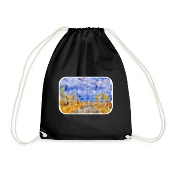 Australie Aquarelle Esquisse Dessinée à la Main Peinture - Sac de sport léger - noir - Devant