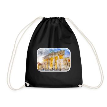 Berlin Allemagne Aquarelle Esquisse Dessinée Peinture - Sac de sport léger - noir - Devant
