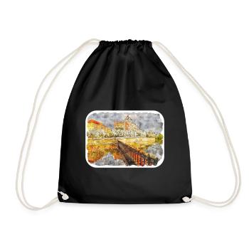 Prag Tschechien Aquarell Skizze Zeichnung - Turnbeutel - Schwarz - Vorne