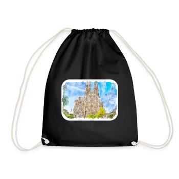Spain Watercolor Sketch Hand Drawn Illustration - Drawstring Bag - black - Front