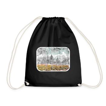Indonésie Aquarelle Esquisse Dessinée à la Main Peinture - Sac de sport léger - noir - Devant