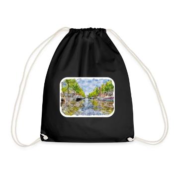 Pays-Bas Aquarelle Esquisse Dessinée Illustration - Sac de sport léger - noir - Devant