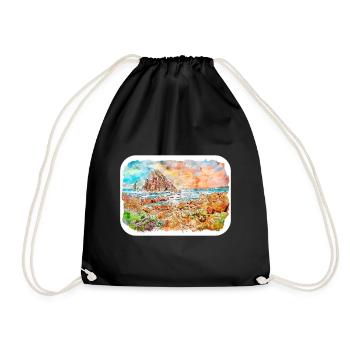 Australie Aquarelle Esquisse Dessinée à la Main Peinture - Sac de sport léger - noir - Devant