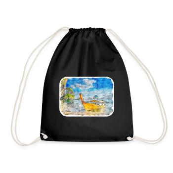 Thailand Aquarell Skizze Handgezeichnete Illustration - Turnbeutel - Schwarz - Vorne
