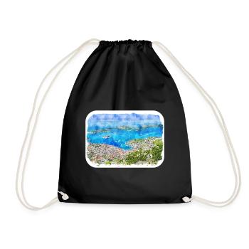 Kroatien Aquarellskizze Handgezeichnete Illustration - Turnbeutel - Schwarz - Vorne