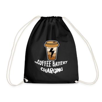 Coffee Drinking Statement Coffee Lovers Breakfast - Drawstring Bag - black - Front