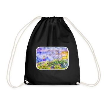 Spain Watercolor Sketch Hand Drawn Illustration - Drawstring Bag - black - Front