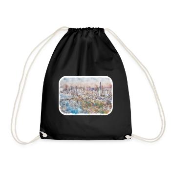 Chicago USA Aquarell Skizze gezeichnete Illustration - Turnbeutel - Schwarz - Vorne