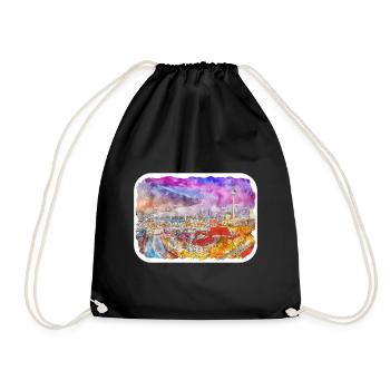 Berlin Allemagne Aquarelle Esquisse Dessinée Peinture - Sac de sport léger - noir - Devant