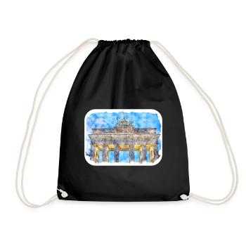 Berlin Allemagne Aquarelle Esquisse Dessinée Peinture - Sac de sport léger - noir - Devant