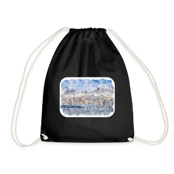 Dinde Aquarelle Esquisse Dessinée à la main Illustration - Sac de sport léger - noir - Devant
