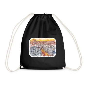 Spain Watercolor Sketch Hand Drawn Illustration - Drawstring Bag - black - Front