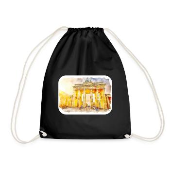 Berlin Allemagne Aquarelle Esquisse Dessinée Peinture - Sac de sport léger - noir - Devant