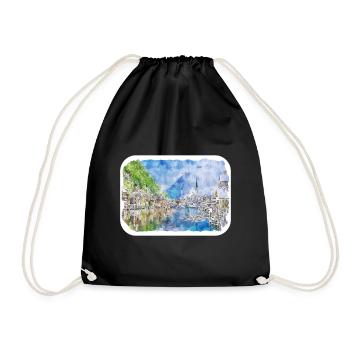 Autriche Aquarelle Esquisse Dessinée à la main Illustration - Sac de sport léger - noir - Devant