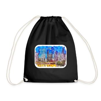 Chicago USA Aquarell Skizze gezeichnete Illustration - Turnbeutel - Schwarz - Vorne