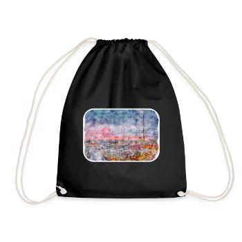 Berlin Allemagne Aquarelle Esquisse Dessinée Peinture - Sac de sport léger - noir - Devant