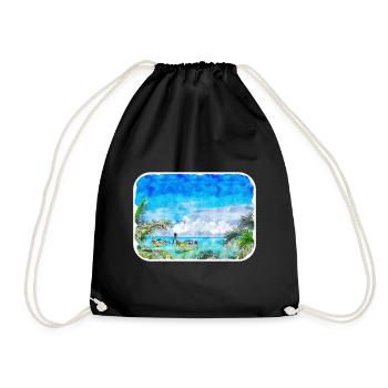 Thailand Aquarell Skizze Handgezeichnete Illustration - Turnbeutel - Schwarz - Vorne