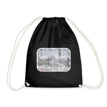 Londres UK Aquarelle Esquisse Dessinée à la Main Peinture - Sac de sport léger - noir - Devant