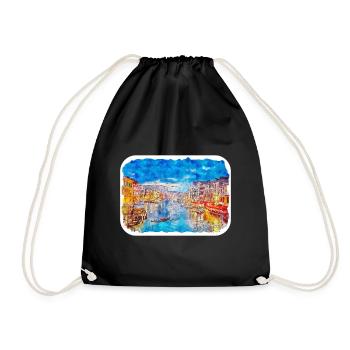 Venise Italie Aquarelle Esquisse Illustration - Sac de sport léger - noir - Devant