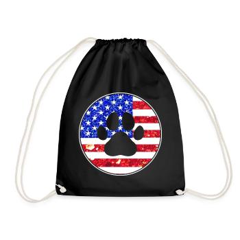 America Paw Dog July 4 USA - Drawstring Bag - black - Front