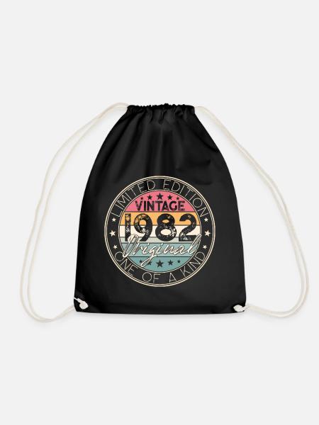 Vintage 1982 Jahrgang Geburtstag Retro Geschenk - Turnbeutel - Schwarz