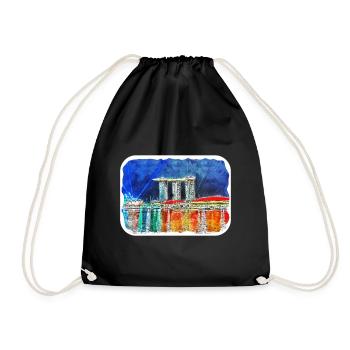 Singapour Aquarelle Esquisse Dessinée à la Main Peinture - Sac de sport léger - noir - Devant