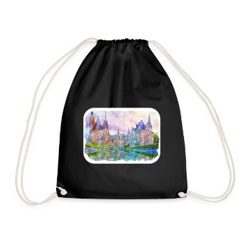Pologne Repère Aquarelle Esquisse Dessin de peinture - Sac de sport léger - noir - Devant