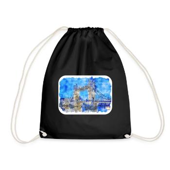 Angleterre Royaume-Uni Aquarelle Esquisse Dessinée à la main Peinture - Sac de sport léger - noir - Devant