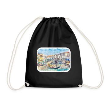 Venedig Italien Aquarellskizze Gezeichnete Illustration - Turnbeutel - Schwarz - Vorne