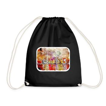 Shanghai Chine Aquarelle Esquisse Dessin Dessiné - Sac de sport léger - noir - Devant