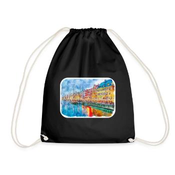 Copenhague Danemark Aquarelle Sketch Illustration - Sac de sport léger - noir - Devant