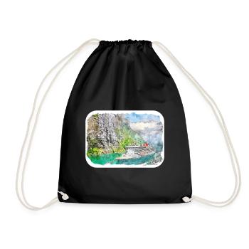 Norvège Aquarelle Esquisse Dessinée à la main Illustration - Sac de sport léger - noir - Devant