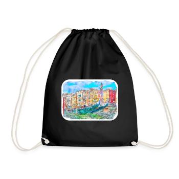 Venedig Italien Aquarell Skizze Gezeichnetes Gemälde - Turnbeutel - Schwarz - Vorne