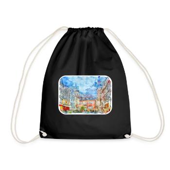 Allemagne Aquarelle Esquisse Dessinée à la main Illustration - Sac de sport léger - noir - Devant