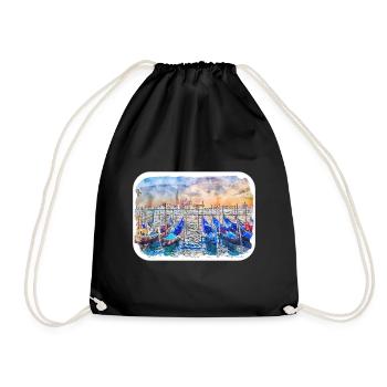 Venise Italie Aquarelle Esquisse Illustration - Sac de sport léger - noir - Devant