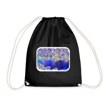 Singapore Watercolor Sketch Hand Drawn Painting - Drawstring Bag - black - Front