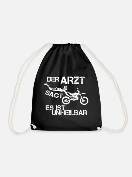 Motocross witzig Geschenk - Turnbeutel - Schwarz