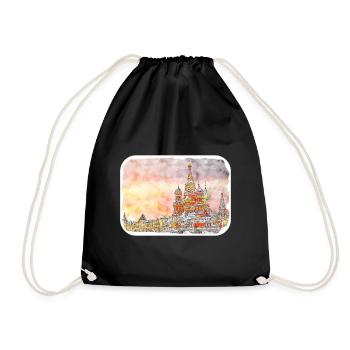 Moscou Russie Aquarelle Esquisse Dessin Dessin - Sac de sport léger - noir - Devant