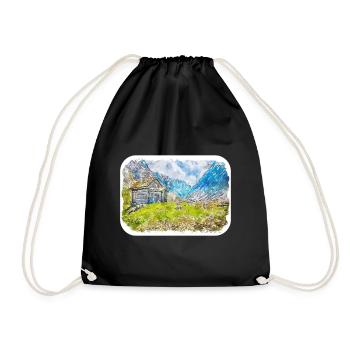 Norvège Aquarelle Esquisse Dessinée à la main Illustration - Sac de sport léger - noir - Devant