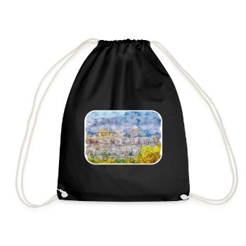 Athènes Grèce Aquarelle Sketch Illustration - Sac de sport léger - noir - Devant