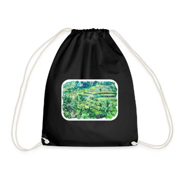 Indonésie Aquarelle Esquisse Dessinée à la Main Peinture - Sac de sport léger - noir - Devant