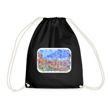 Madrid Espagne Aquarelle Esquisse Dessinée Peinture - Sac de sport léger - noir - Devant