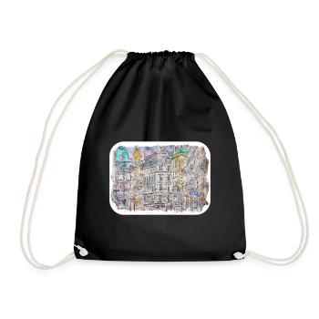 Vienna Austria Watercolor Sketch Drawn Illustratio - Drawstring Bag - black - Front