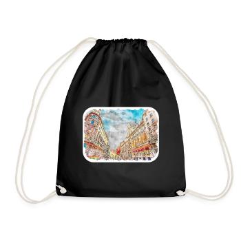 Spain Watercolor Sketch Hand Drawn Illustration - Drawstring Bag - black - Front