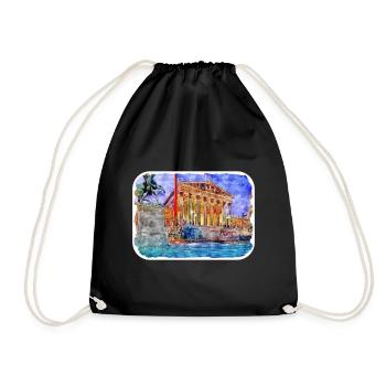 Vienna Austria Watercolor Sketch Painting - Drawstring Bag - black - Front