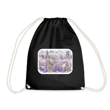 Londres UK Aquarelle Esquisse Dessinée à la Main Peinture - Sac de sport léger - noir - Devant