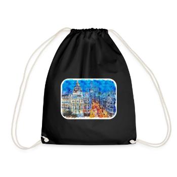 Madrid Espagne Aquarelle Esquisse Peinture Dessin - Sac de sport léger - noir - Devant
