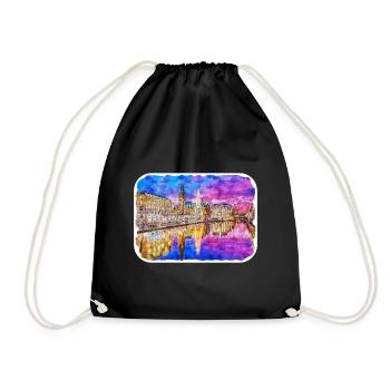 Allemagne Aquarelle Esquisse Dessinée à la main Illustration - Sac de sport léger - noir - Devant