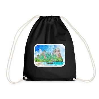 Thaïlande Aquarelle Esquisse Dessinée à la Main Illustration - Sac de sport léger - noir - Devant